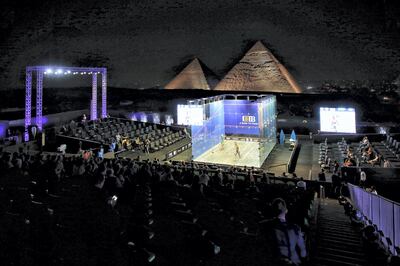 The Egypt International Squash Championship held in the pyramids area in Giza, Egypt, on 14 October 2020. (Photo by Ziad Ahmed/NurPhoto via Getty Images)