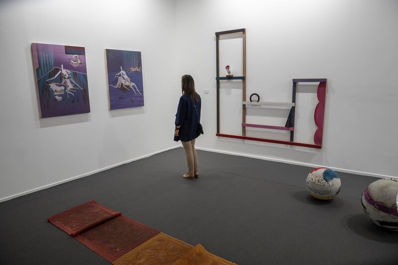 Green Art Gallery's booth at Art Dubai included works by Maryam Hosseini
