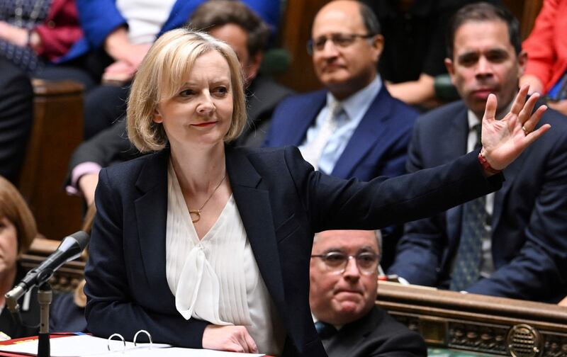 Liz Truss speaking during Prime Minister's Questions in the House of Commons in London on October 19. Photo: AFP Photo/Jessica Taylor/ UK Parliament