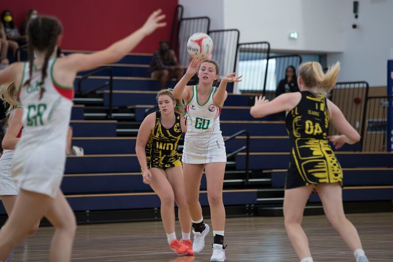 Girls take part in netball games at Dubai College.