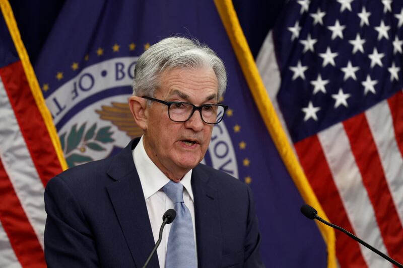 Federal Reserve Chairman Jerome Powell holds a news conference following the announcement that the Fed raised interest rates by half a percentage point, at the Federal Reserve Building in Washington, US. Reuters