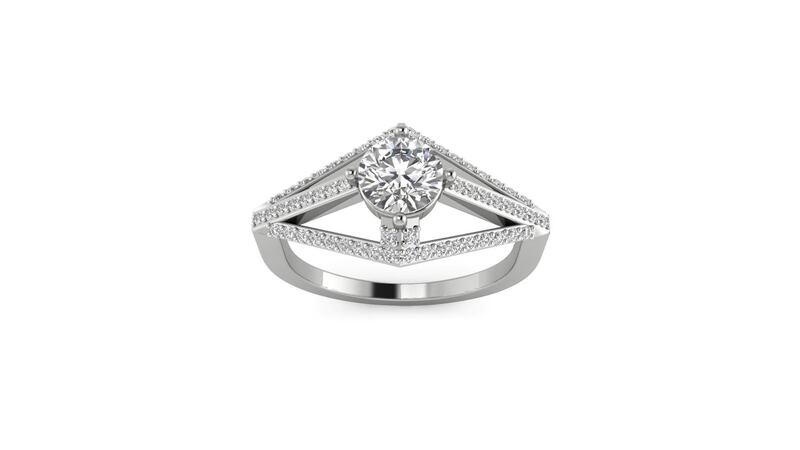 A lab-grown 0.50-carat solitaire set ina ring from Innocent Stone; Dh14,000