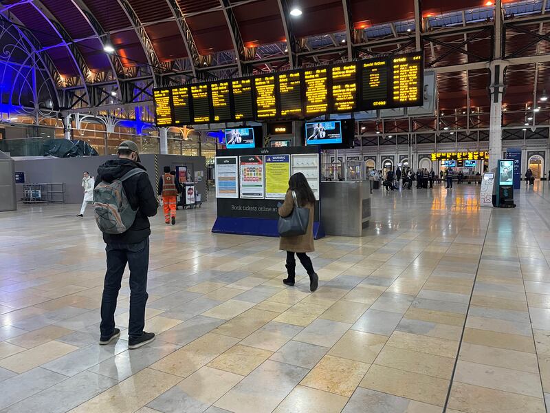 A deserted Paddington station in London, during a strike by members of the Rail, Maritime and Transport union over jobs and pensions. PA