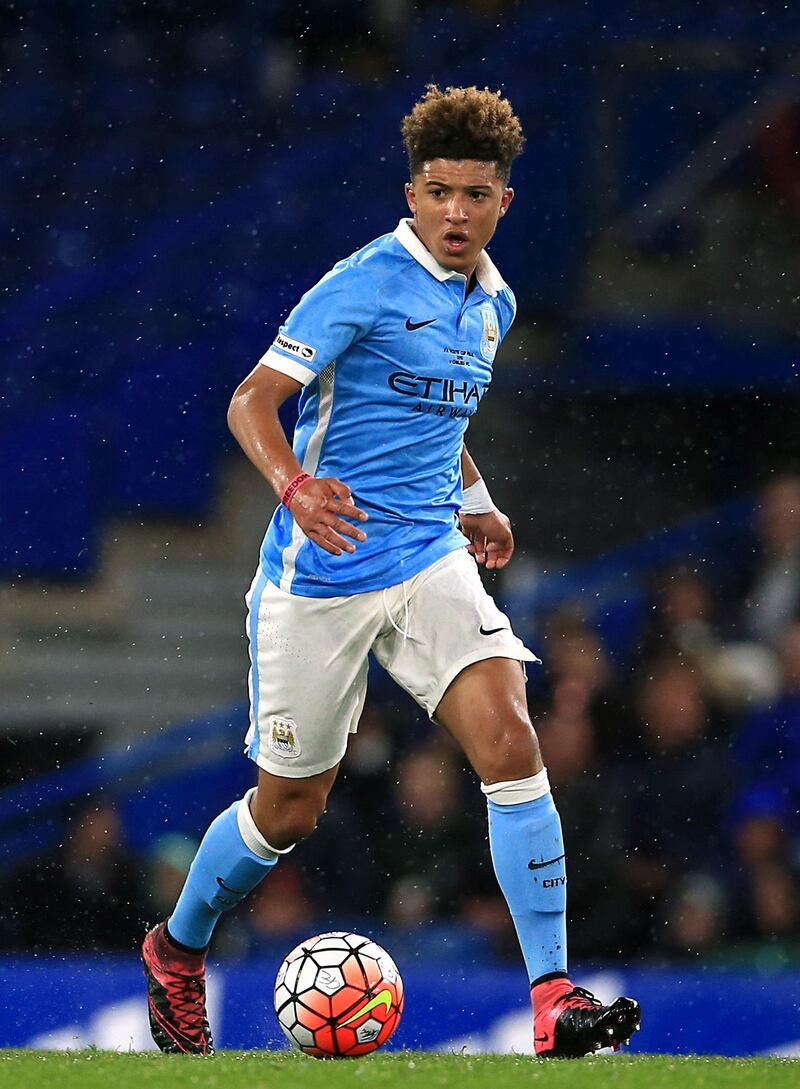 Jadon Sancho in his Manchester City days in 2016. PA