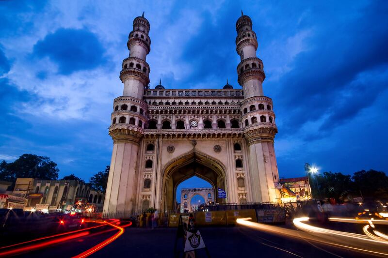 The Charminar, Hyderabad, India during twilight