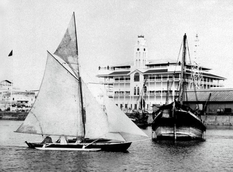 UNSPECIFIED - MARCH 27:  view of the harbour of Stone Town , in the background is Beit-al-Ajaib (House of Wonders) in Zanzibar, Tanzania late 19th century  (Photo by Apic/Getty Images)
