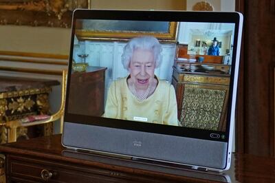 Queen Elizabeth II working from home. AP