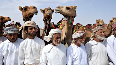 Camel breeders in Al-Mudhaibi. Saleh Al-Shaibany for The National