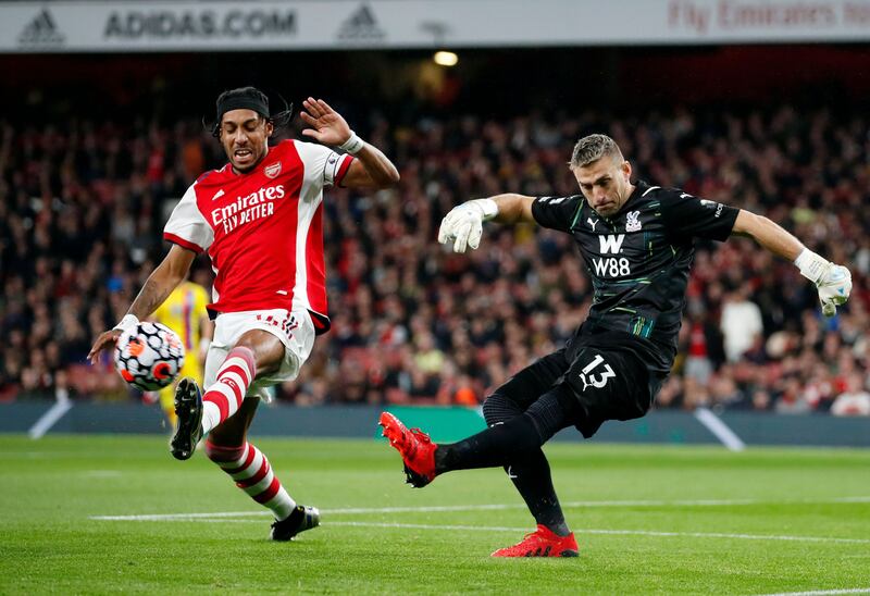 CRYSTAL PALACE RATINGS: Vicente Guaita - 7: Unlucky to see fine one-handed save from Pepe finished off by Aubameyang on rebound. Fine stop from Lacazette in second half and can count himself unfortunate again that his late save only fell to same player who nicked a point for Arsenal. Reuters