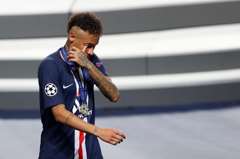 Neymar wipes away the tears. Reuters