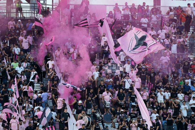 Inter Miami fans cheer on their team during the friendly match against Barcelona. AP