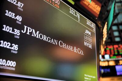 A monitor displays JP Morgan Chase & Co. signage on the floor of the New York Stock Exchange (NYSE) in New York, U.S., on Monday, December 10, 2018. Photographer: Michael Nagle/Bloomberg