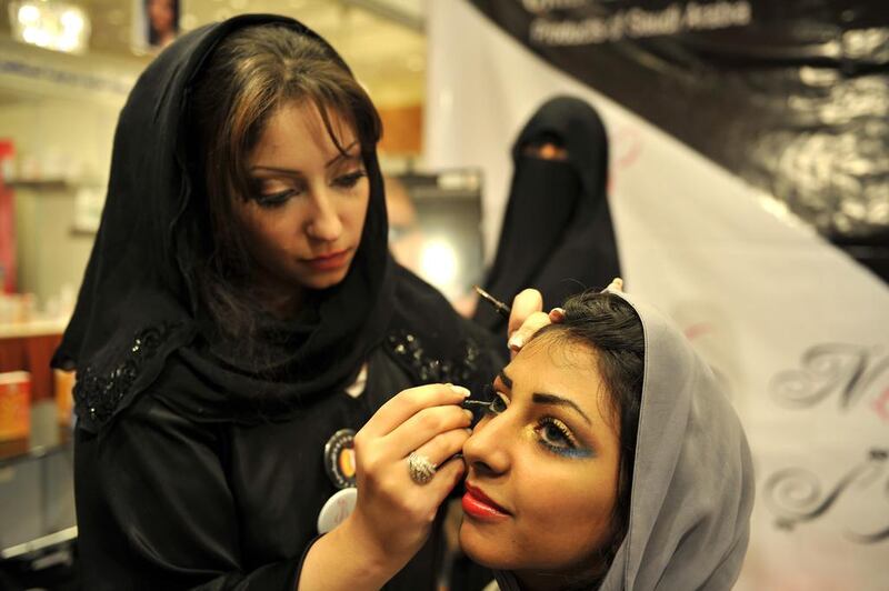 Black abayas are still common in Saudi but other shades and colours are starting to appear. Amer Hilabi / AFP 