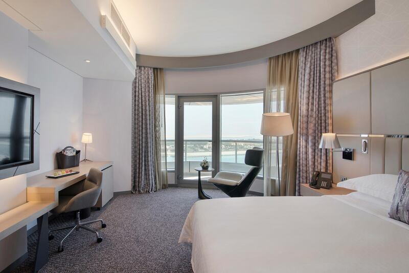 A one-bedroom suite with water views. Courtesy Pearl Rotana Capital Centre