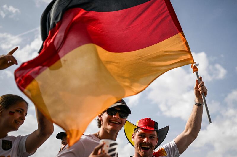 German football fans ahead of the Germany vs Denmark Euro 2024 match. AFP