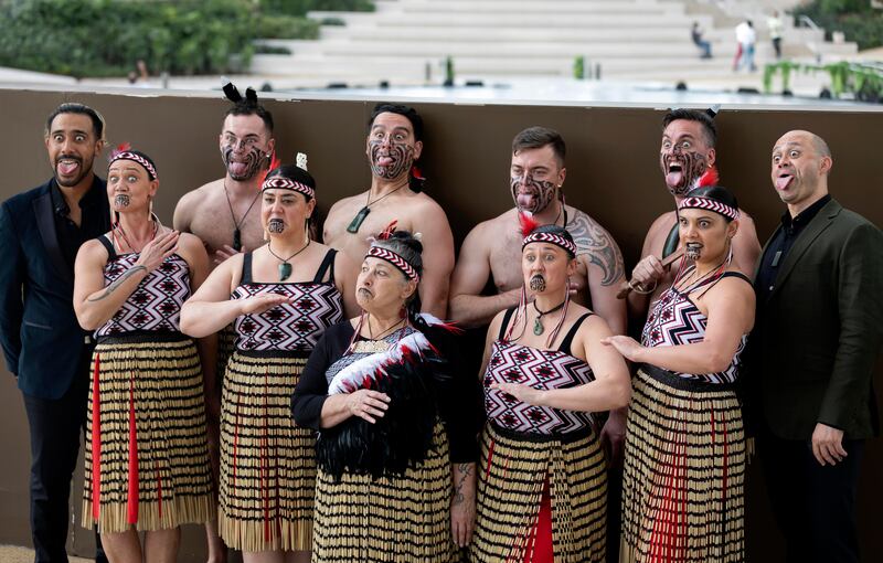 Community group Ngati Ranana in a show of Maori culture on New Zealand's national day at Expo 2020 Dubai, entertaining the audience with kapa haka performances. All photos: Expo 2020 Dubai