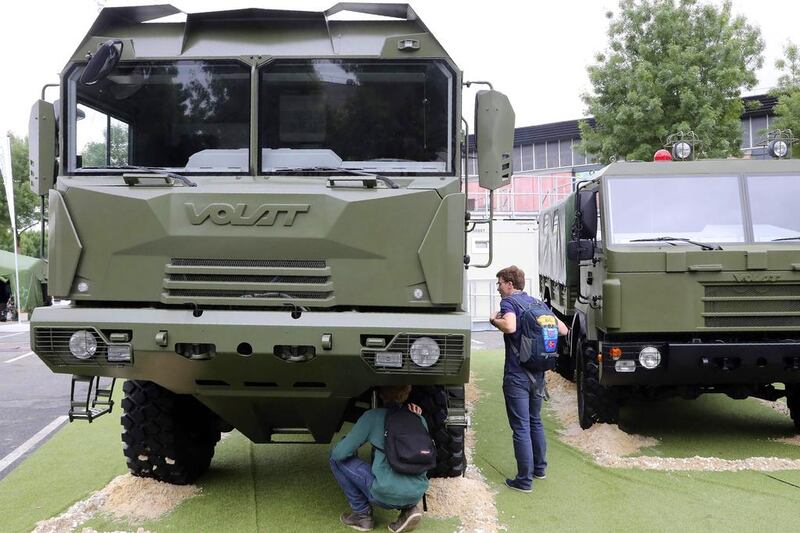 A militarylorry at the Eurosatory defence show. Jacques Demarthon/AFP