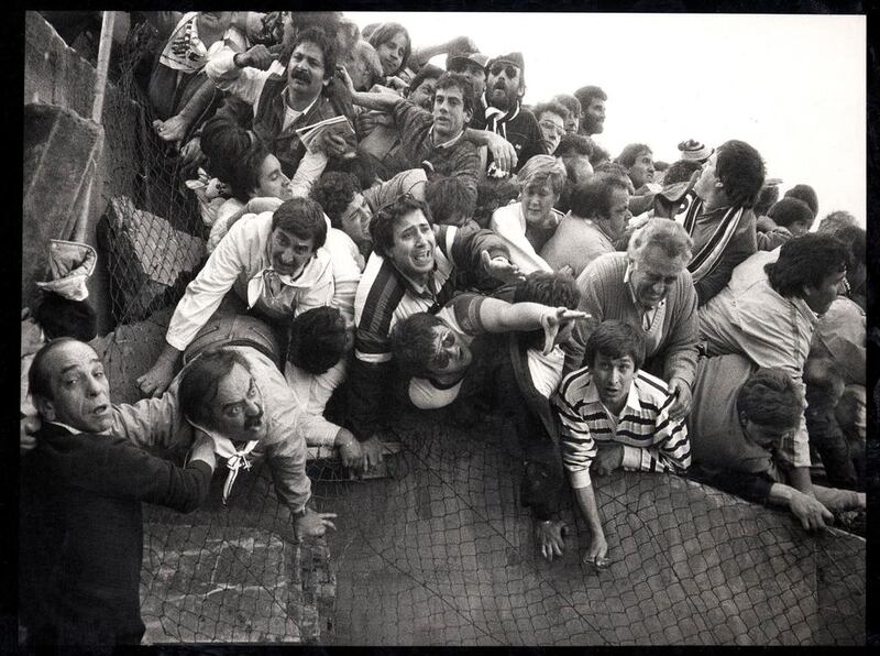 The Heysel Stadium disaster, 1985, photographed by Eamonn McCabe (British, born 1948). Courtesy Eamonn McCabe