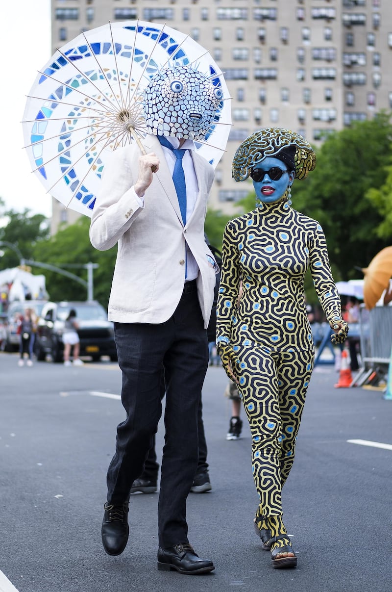 People in costume gather for the 37th annual Coney Island Mermaid parade in Brooklyn, New York, USA, 22 June 2019. The annual event is one of the country's biggest art parades and features many people in costumes. Photo: EPA