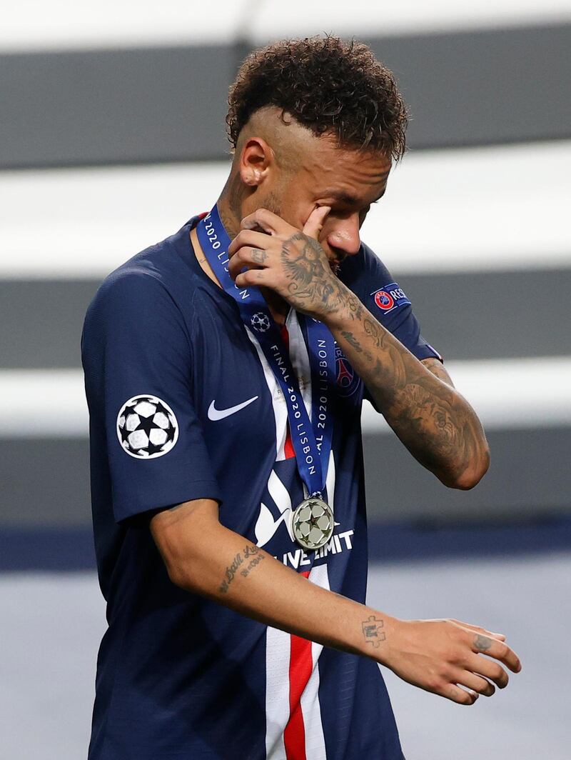 PSG's Neymar leaves after his team's defeat. Pool via AP