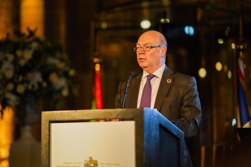Alistair Burt, Britain's minister for the Middle East speaks at the UAE's National Day celebrations in London. The National