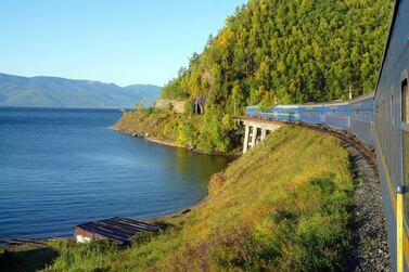 The Golden Eagle passing in Lake Baikal. Courtesy Golden Eagle Luxury Trains