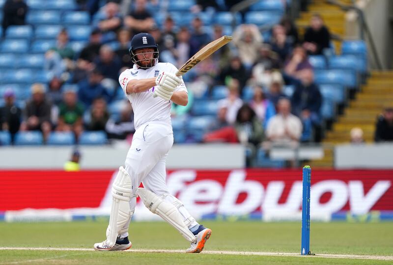 England's Jonny Bairstow pulls the ball. PA