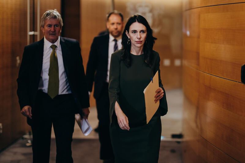 Prime Minister of New Zealand Jacinda Ardern arrives for a Covid-19 update at Parliament on May 26, Wellington, New Zealand. Covid-19 Alert Level 2 restrictions will ease slightly from noon on May 29. Dom Thomas / Getty