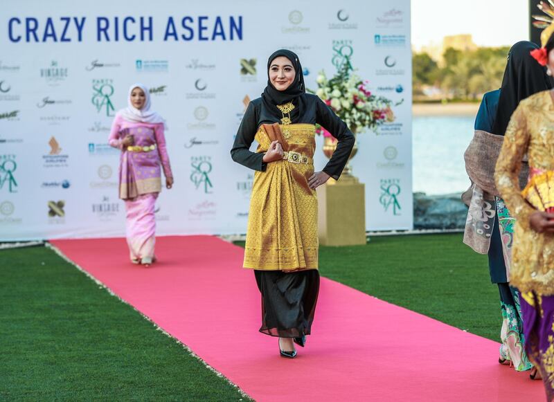 Abu Dhabi, U.A.E., January 31, 2019.  A look at Crazy Rich Asean, a fashion & jewellery show being held at the Singapore Residence in Abu Dhabi. --  Indonesian fashion by Samaya Soeryadiredja.
 Victor Besa / The National
Section:  IF
Reporter:  Panna Munyal