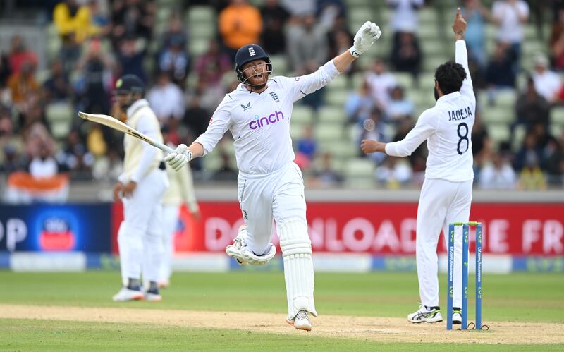 England batsman Jonny Bairstow celebrates reaching his century. Getty