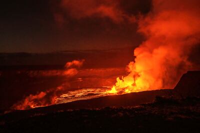 Lava spews from the Kilauea volcano in Hawaii on Wednesday. AP/National Park Service