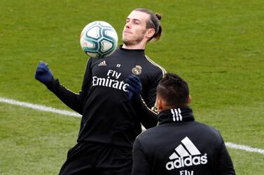 Gareth Bale training with Real Madrid ahead of their La Liga match against Real Sociedad on Sunday. EPA