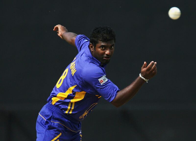 PORT OF SPAIN, TRINIDAD AND TOBAGO - MARCH 15:  Muttiah Muralitharan of Sri Lanka in action during the ICC Cricket World Cup 2007 Group B match between Sri Lanka and Bermuda at the Queens Park Oval Cricket Ground on March 15, 2007 in Port of Spain, Trinidad.  (Photo by Clive Rose/Getty Images)