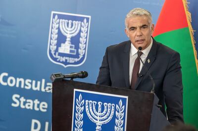 Yair Lapid says Israel's goal is peace in the region and peace with its neighbours. Antonie Robertson / The National