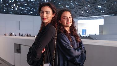 Emirati drivers Amna and Hamda Al Qubaisi were special guests at the Abu Dhabi Grand Prix event held at the Louvre Abu Dhabi. Victor Besa / The National