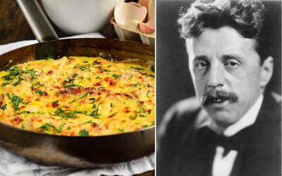 English writer Arnold Bennett inspired the omelette Arnold Bennett during a stay at London's Savoy. Photos: Wikipedia