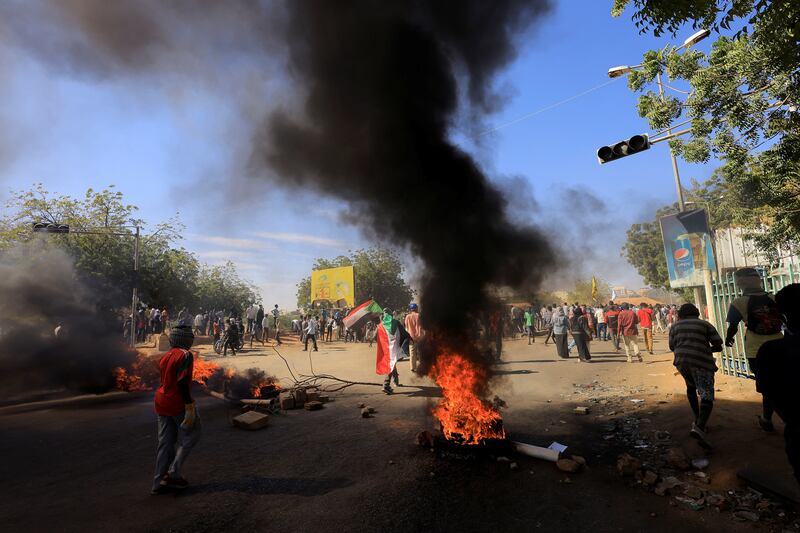 Protesters in Khartoum take part in a rally against military rule after last month's coup in Sudan. Reuters