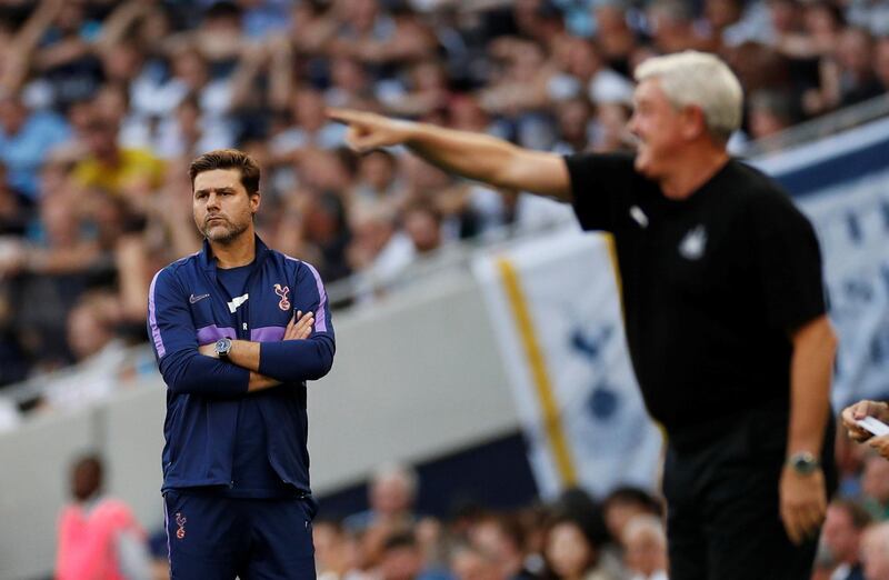 Tottenham Hotspur manager Mauricio Pochettino and Newcastle United manager Steve Bruce. Reuters