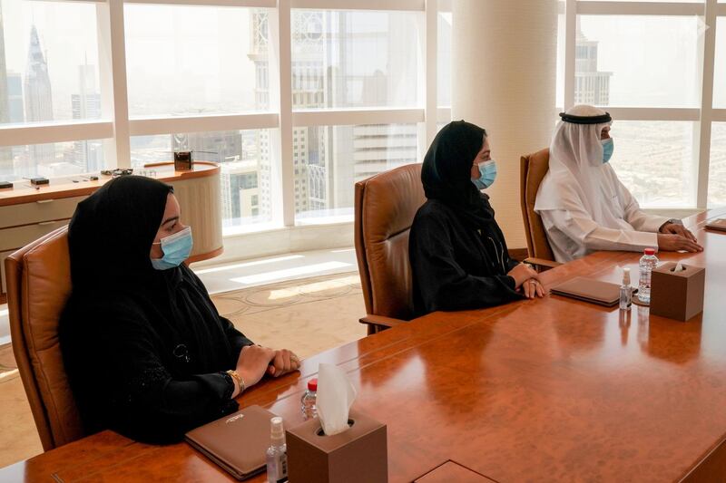 Representatives from Marshal Intech meet Sheikh Mohammed bin Rashid (not pictured) on Saturday. Courtesy: Dubai Media Office