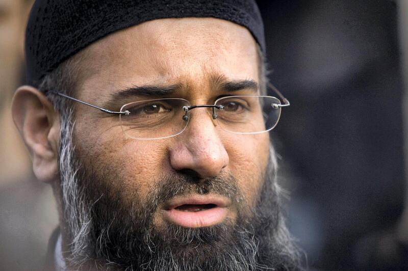 File photograph shows Muslim preacher Anjem Choudary addressing members of the media during a protest supporting Shari'ah Law in north London October 31, 2009.    REUTERS/Tal Cohen/Files - LR1EC8G14VP3W