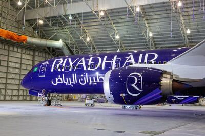 Riyadh Air's new purple-toned livery. Reuters