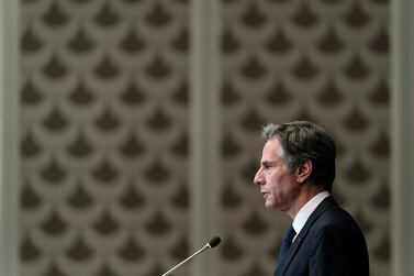 US Secretary of State Antony Blinken speaks to reporters in Amman, Jordan on May 26. Reuters