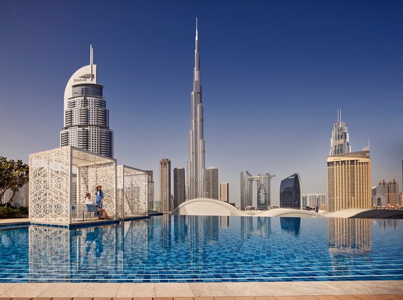 The hotel's infinity pool is a major draw
