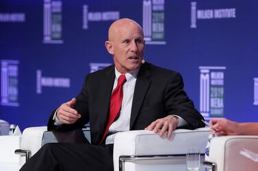 Bob Harward, chief executive of Lockheed Martin Middle East, speaking during the Milken Institute MENA Summit in Abu Dhabi in February 2019. Pawan Singh / The National