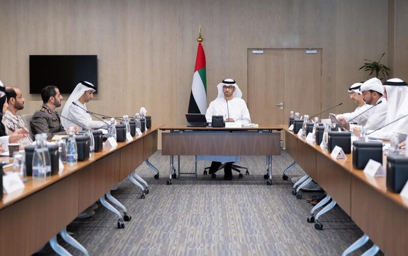 Dr Sultan Al Jaber, Minister of Industry and Advanced Technology, led the UAE's Industry Development Council’s meeting on Monday. Photo: MoIAT