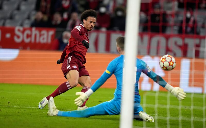 Leroy Sane scores Bayern's seventh goal against Salzburg. AP