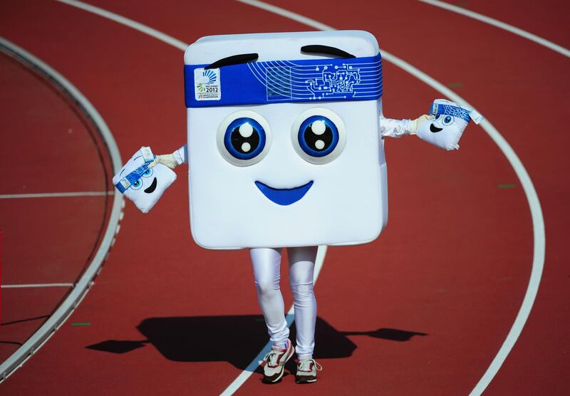 HELSINKI, FINLAND - JULY 01:  Mascot Appy waits on the finishing line during day five of the 21st European Athletics Championships at the Olympic Stadium on July 1, 2012 in Helsinki, Finland.  (Photo by Stu Forster/Getty Images)