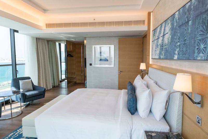 The rooms are spacious and have ocean-inspired decor and plenty of natural light

