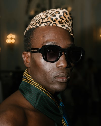 A model backstage at Ozwald Boateng's Black AI show. Photo: Ozwald Boateng