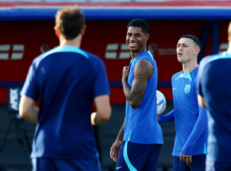 Marcus Rashford during training. Reuters